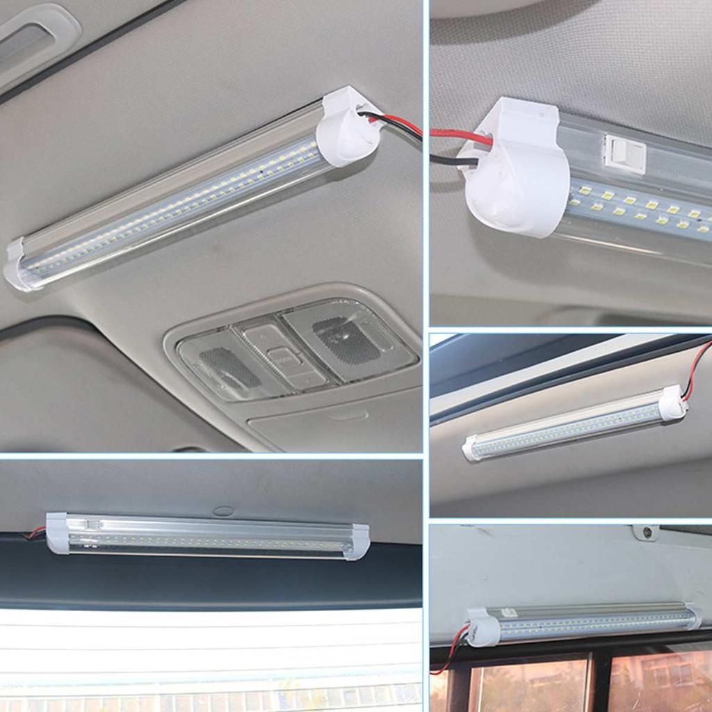 1pcs 12V 24V 72 LED Bar Car Interior Light Lamp Strip Light Bar On/Off Switch for Van Lorry Truck Camper Caravan Camping RV