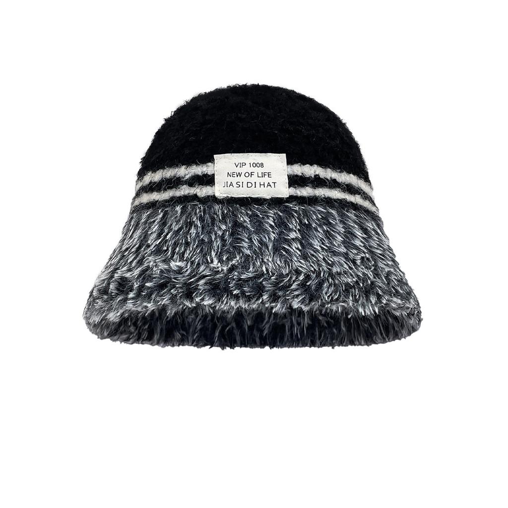 Winter dopamine color matching plush hat women's big head circumference cold protection ear protection knitted cold hat sleeve knitted hat