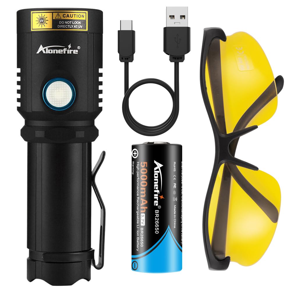 Alonefire X901UV 10W Black Light Powerful LED UV Light Wavelength 365nm UV Light USB Rechargeable Anisaki Light Discovery Checker Wood Lamp Inspection