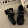 Mary Jane Shoes Women's Campus Thick Heel Versatile Ballet Bow Punk Sense Heightening Wind Shoes Women's Spring Ballet Design