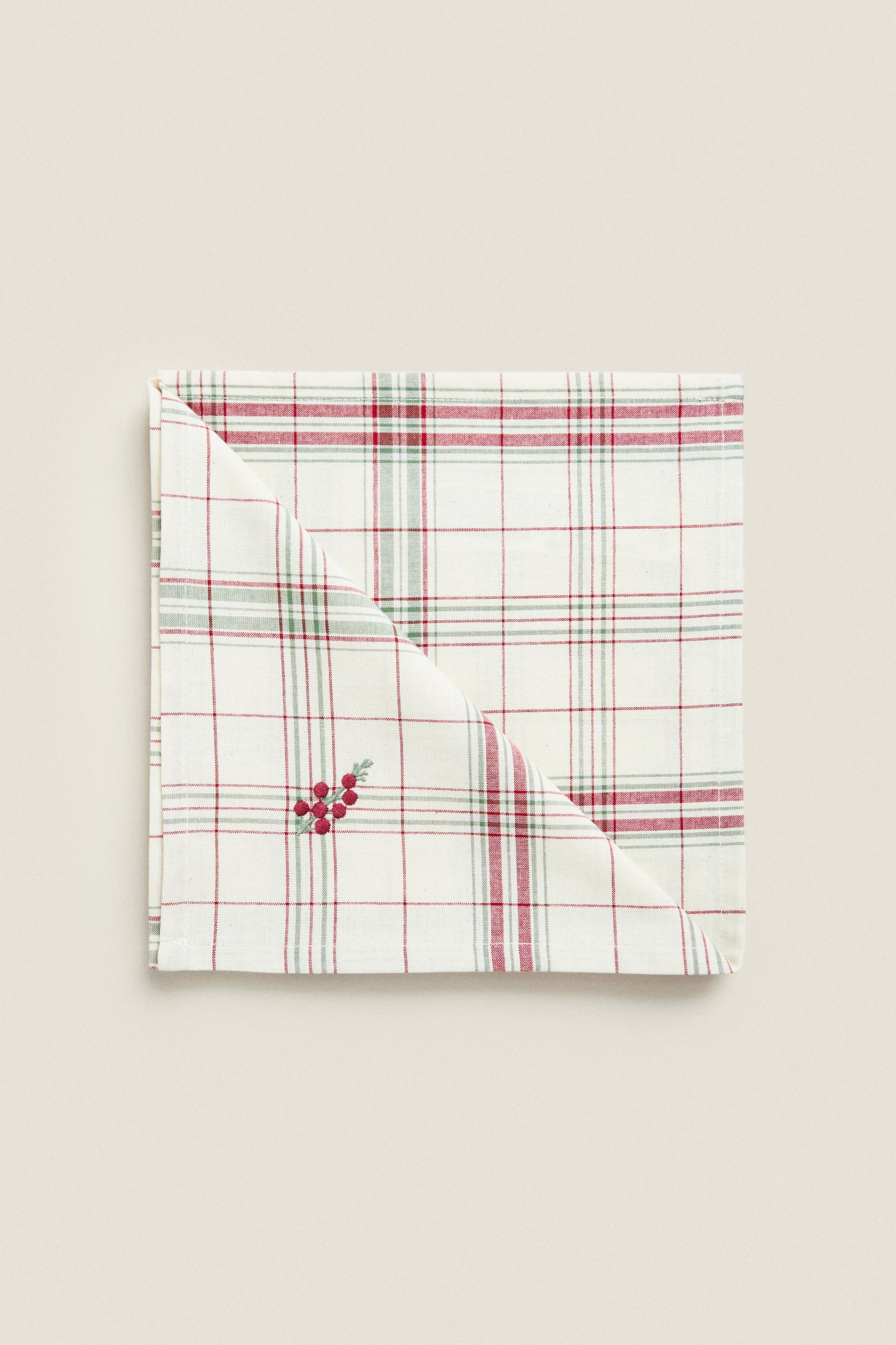 

Pack of check napkins with christmas stripes (pack of 2)