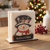 Multi-purpose Desktop Organizer Christmas Theme Wooden Napkin Holder, Decorative Holiday Paper Towel Stand, Gift for Her HD UV Printing Dining