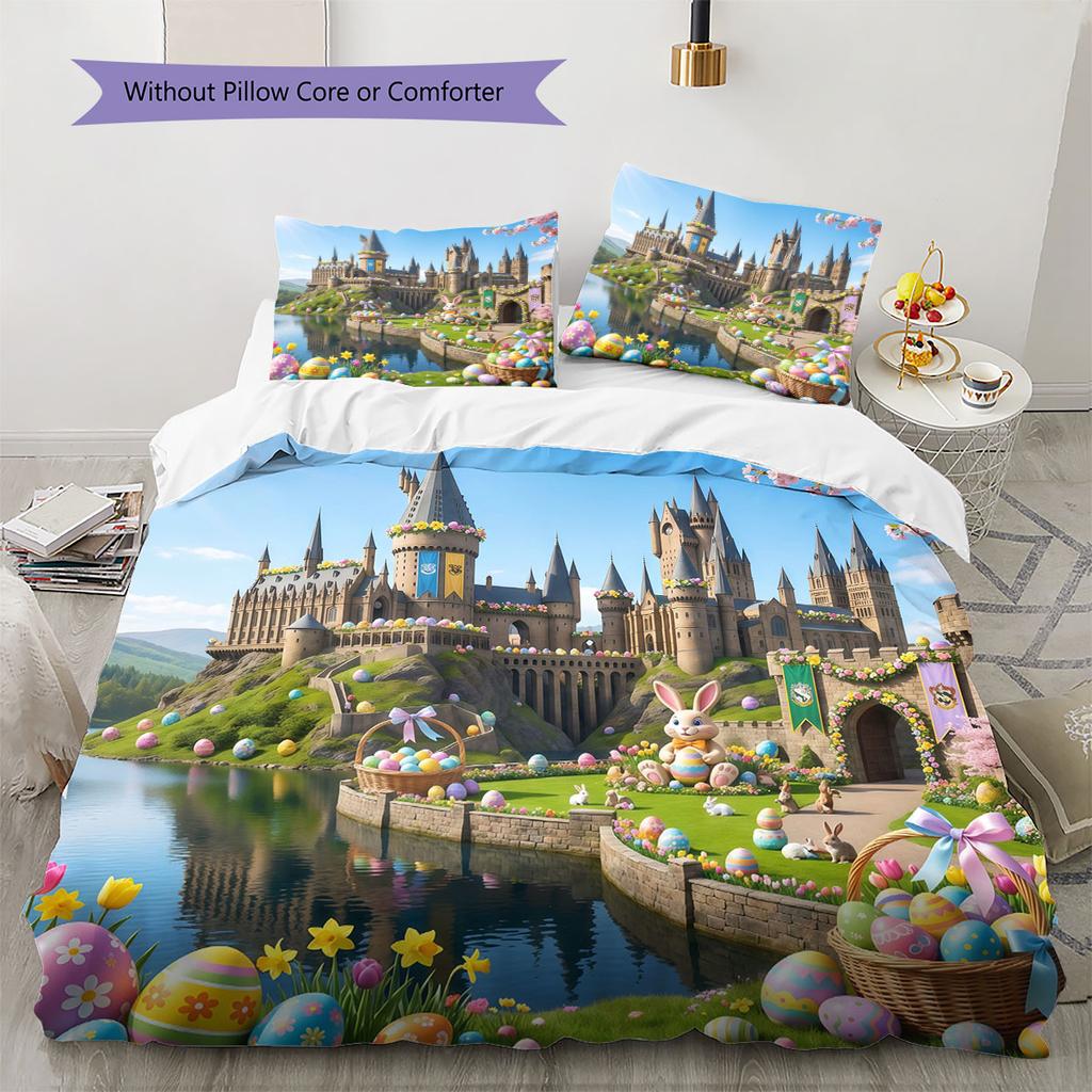 Magical Easter Egg Pattern Bedding Quilt Set Quilt Cover Pillowcase Home Decoration Birthday Gift (1 * duvet cover + 2 * pillowcase, without core)