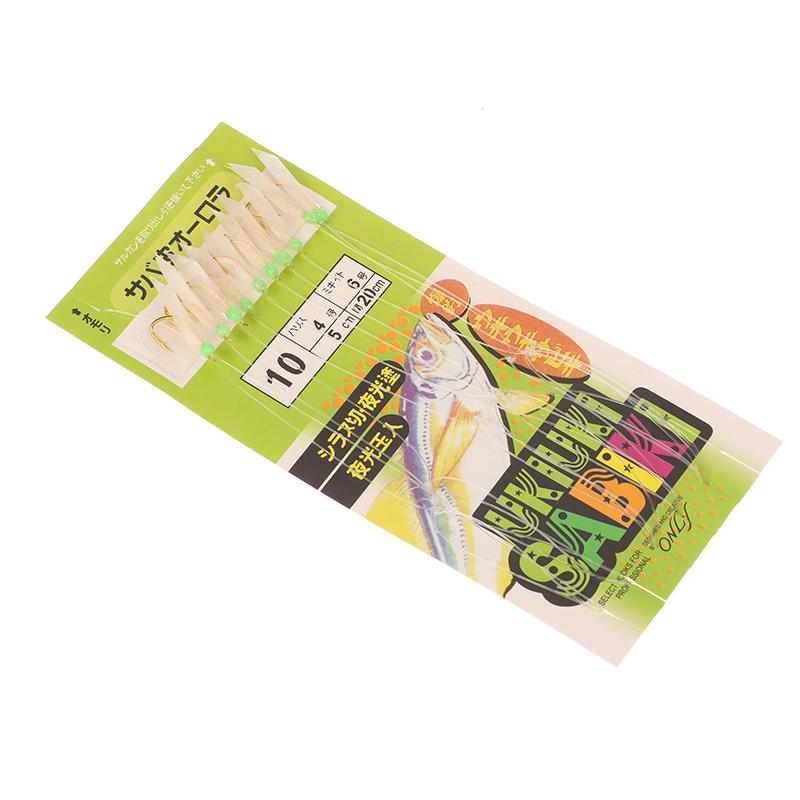 

10 шт./уп. Белый крючок на поводке из биомиметической нити с имитацией рыбьей кожи Apollo Uki Uki Sabiki Белый крючок для ловли рыбы с рыбьей кожей Рыболовный крючок Рыболовный инструмент Hook 10