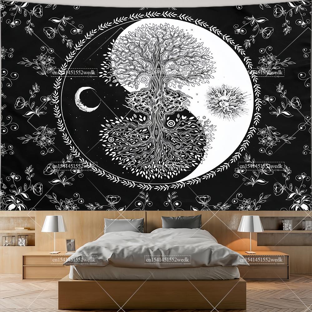 Tarot Altat Cloth Tree Of Life Tapestry Bohemian Divination Celtic Star Witchcraft Tapestrys Aesthetic Home Decor Moon Phases