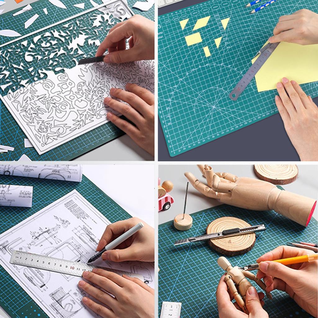 A2 Cutting Mat Double sided Cutting Board Cut Pad DIY Tool with Clear Grid Lines Angles for Sewing Fabric Scrapbooking Art Craft Card Projects 45 x 6