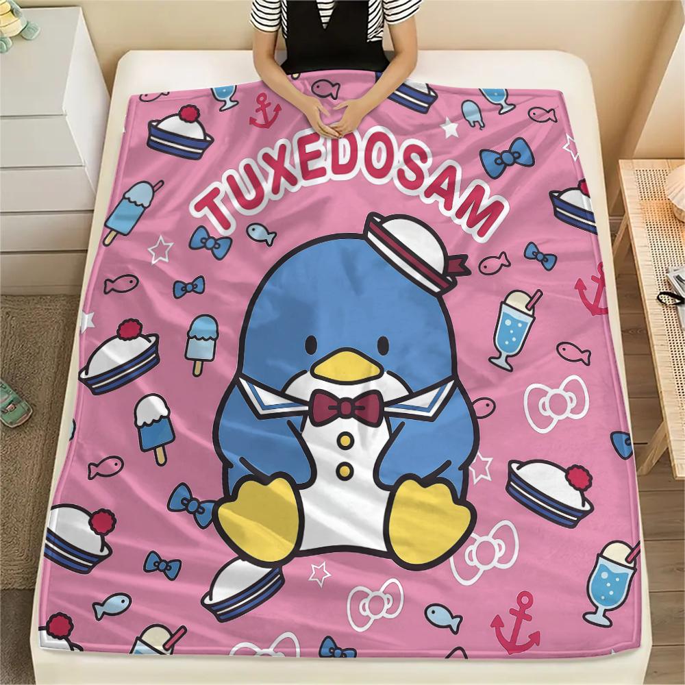 1PC Sanrio Cute Print Flannel Blanket, High quality All Seasons, Home Decor, Warmth and Comfort, Perfect for Christmas Gifts