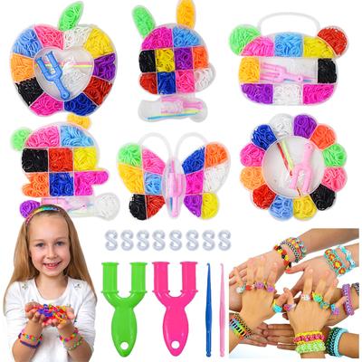 Seilweb-Set mit niedlicher Aufbewahrungsbox Kunsthandwerk Freundschaftsarmband-Herstellung Gummiband DIY Materialpaket Webstuhl-Gummiband-Set TMZ
