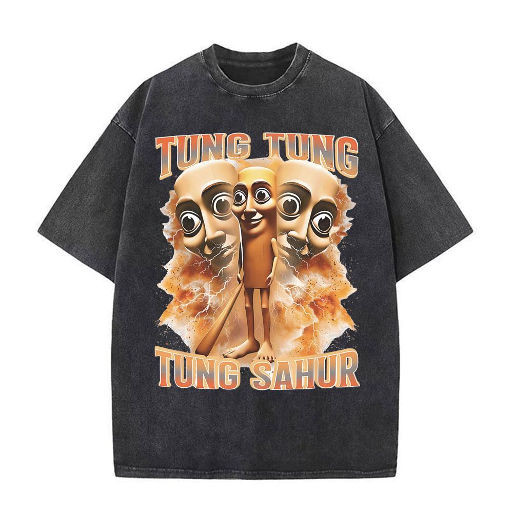 T-shirts Meme Chat Drôle de Survivant de la Circoncision pour Mode Unisexe Hip Hop Vintage T-shirt Vintage Lavé Pur Coton T-shirts Unisexes