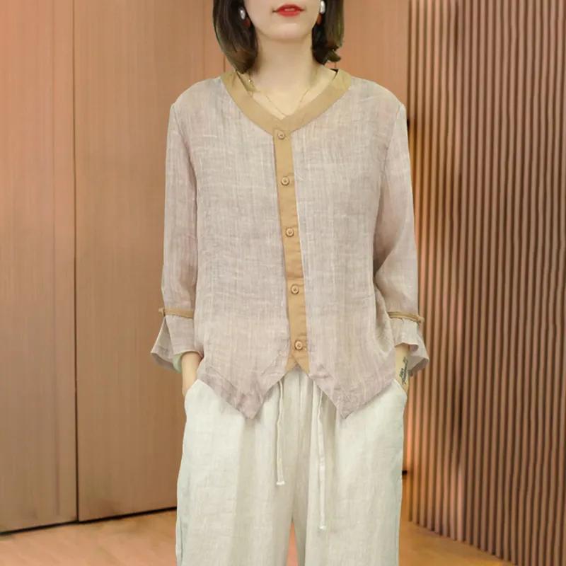 

Женская рубашка на лето, ретро, свободного кроя, с темпераментом, тонкий топ XS