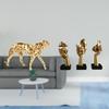 Gold Cheetah Figurine Animal Sculpture Decorative Table Centerpiece Resin Thinker Statues Tabletop