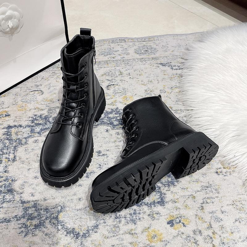 

Wenzhou rubber outsole leather Martin boots and women s short boots autumn and winter velvet cotton boots wear-resistant and non-slip 35