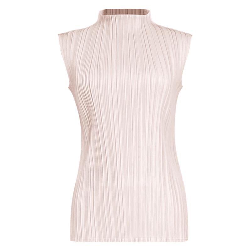 Miyake 2025 Sommer Damen Slim Ärmellos Stehkragen Weste - Vielseitiges Basic-Top