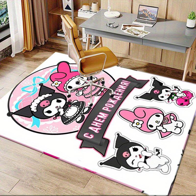 1pc Sanrio Kuromi Mermaid Printed Office Carpet Rectangle Rug Under The Table,Perfect Room Decor for Living Room, Bedroom, Kitchen, Non-slip Floor Mat