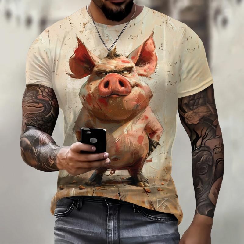 3D Printed Handsome Fox Rabbit T-Shirt For Men Women Cute Dog Pattern Tees Summer Loose Round Neck Tops S