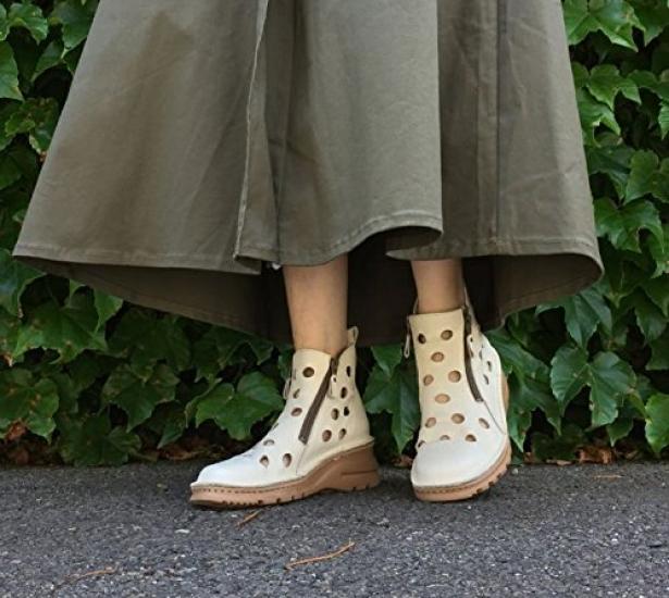 Sommer Dick Hergestellt in Doppelstanzung Echtleder [Yuriko Matsumoto] Stiefel, Sandalen, Damen, Sohle, Japan, Reißverschluss, Stiefel, (24.5cm, Elfenbein)