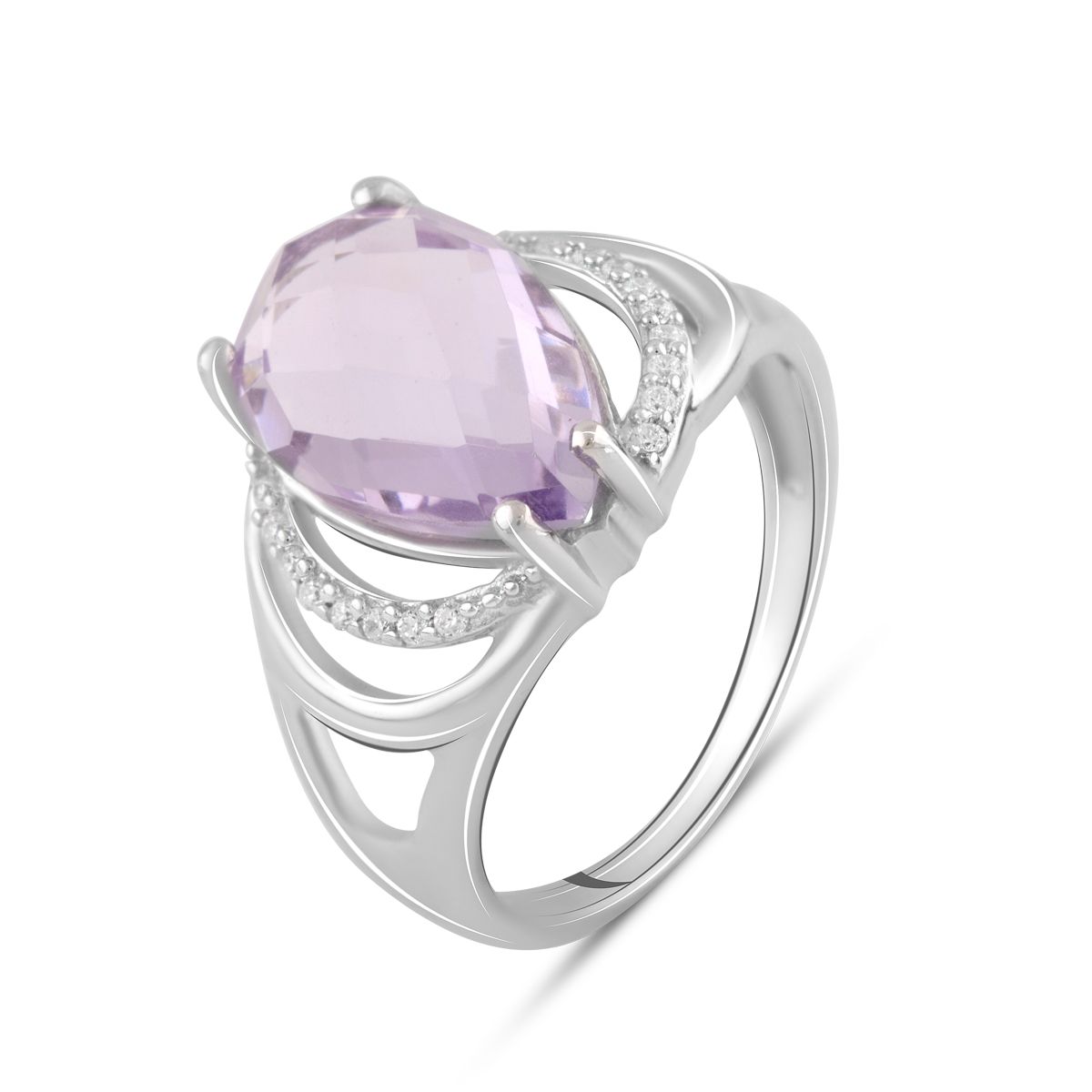 

Срібна каблучка з натуральним аметистом 4.963ct (2083542) 3.86 гр. 925 проби 17 перська-рожевий колір