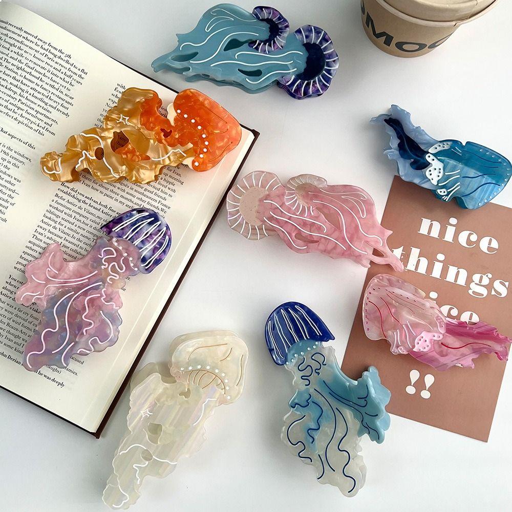 Acetic Acid Cartoon Animal Hair Clip Sweet Cute Shark Clip Fashion Jellyfish Hair Claw  Daily