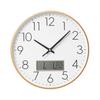 LCD Wall Clock with Perpetual Calendar, Day & Temperature Display, Quartz Electronic Clock for Hanging