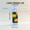1PC Yellow Chrysanthemum Dark Leaf 750ml Color Plastic Sports Water Bottle Leakproof Flip Straw Lid Suitable for Sports Office Home Use