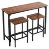 Bar Table, 3PCS 1193.8mm Bars Tables Set, Bar Tables and Chair Set with Rounded Edge Design, Rectangular Pub Table with Two Stools for Office Desk,