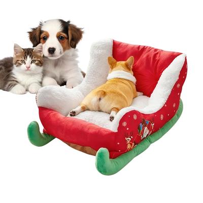 Weihnachten Waschbares Hundesofa Bett Nest Winter Hundebett Schlitten Katzen Hängematte mit Anti-Rutsch-Boden für Katzen Hunde Weihnachtsdekoration