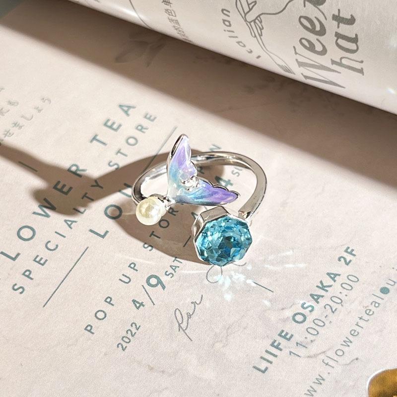 [Symphony Quit Fun] Dopamine Graffiti Painted Stars Cute Sweet Sister Girlfriend Ring Female Fish Tail Personality Ring