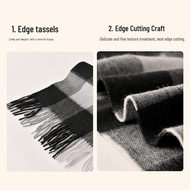 100% Merino Wool Plaid Scarf