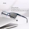 Progressive multifokale fotokromatiske lesebriller Anti-blått lys Fjernsynsbriller Menn Halvinnfatning Business Presbyopia-briller