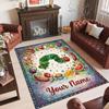 Rainbow Theme Crystal Velvet Floor Rug Personalized Custom Name Text Warm Carpet Home Decoration