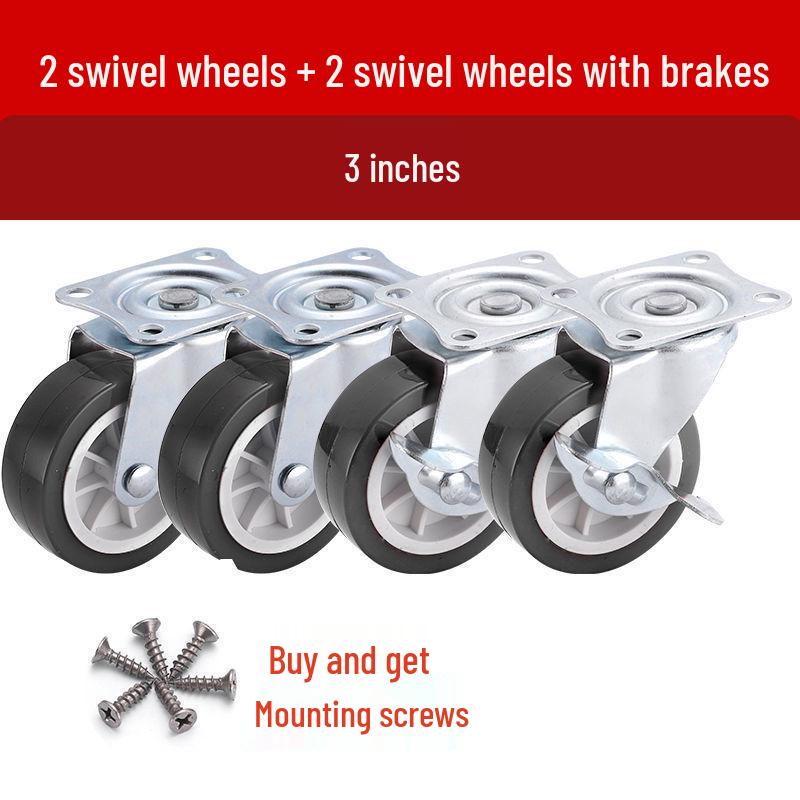 1-3 Inch Silent Swivel Caster Wheels with Brakes for Furniture and Trolleys