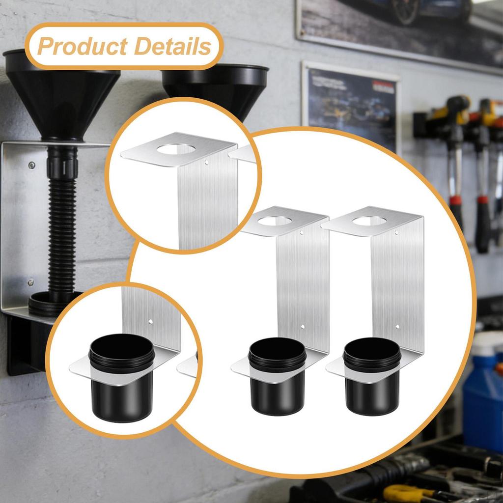 2 Pieces Oil Funnel Holders Storage Racks Easy To Install Sturdy Portable Aluminum Wall Mount for