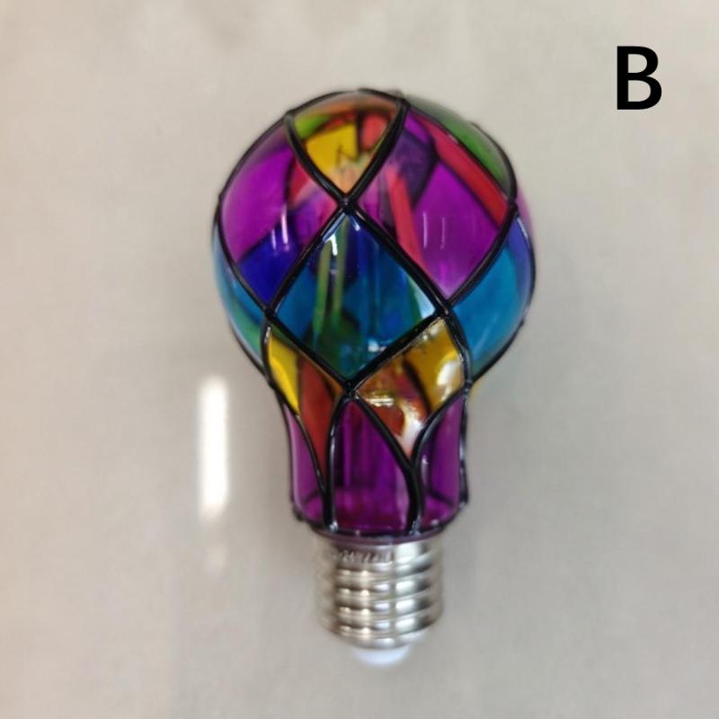 Stained Glass Light Bulb 4W St64 Led Light Bulb Painted Glass E26 Base Mosaic Night Lamp Home Decor Romantic Festive Atmosphere