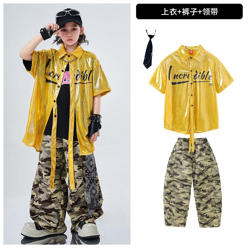 Children'S Hip-Hop Trendy Clothes Boys' Hip-Hop Fried Street Hiphop Performance Clothes Are Trendy And Cool Children'S Summer Two-Piece Short Sleeves