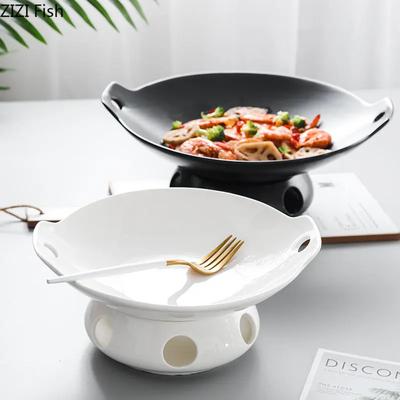 Heatable Insulated Plate Restaurant Main Dish Plate Japanese Ceramic Shouxi Barbecue Plate Creative Home Kitchen Steak Tableware