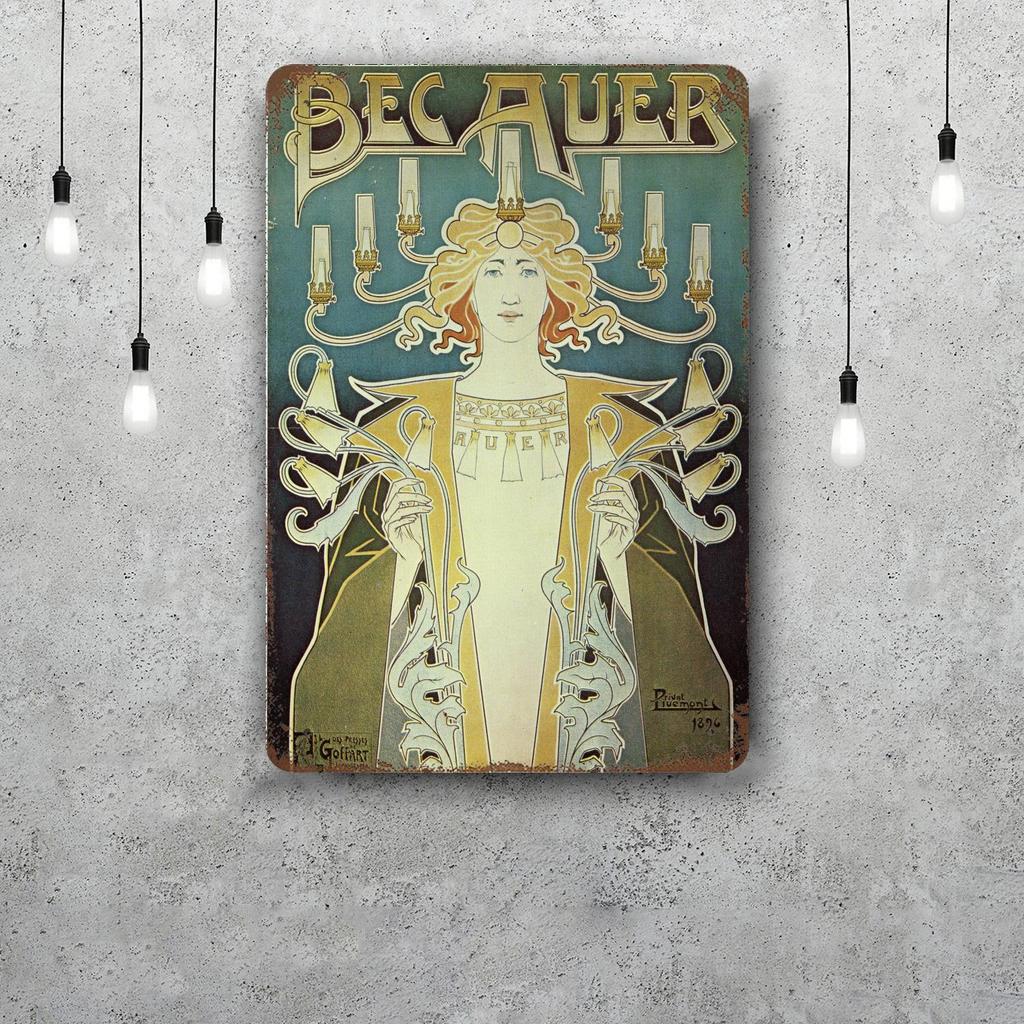 Art Nouveau Classic Poster Rusty Metal Plaque Retro Decorative Plate Bar Man Cave Garage Club Metal Sign Wall Decoration
