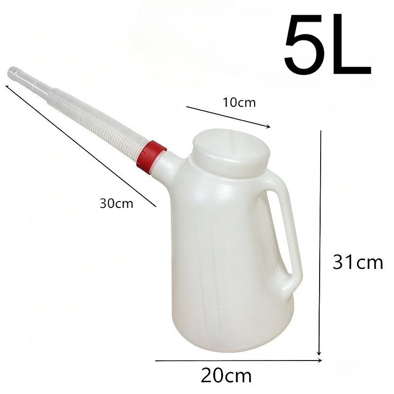 1.2/2/3/4/5L Graduated Oil Jug with Detachable Flexible Long Spout, Anti-Spill Fuel Dispensing Can, Car Engine Filling Tool