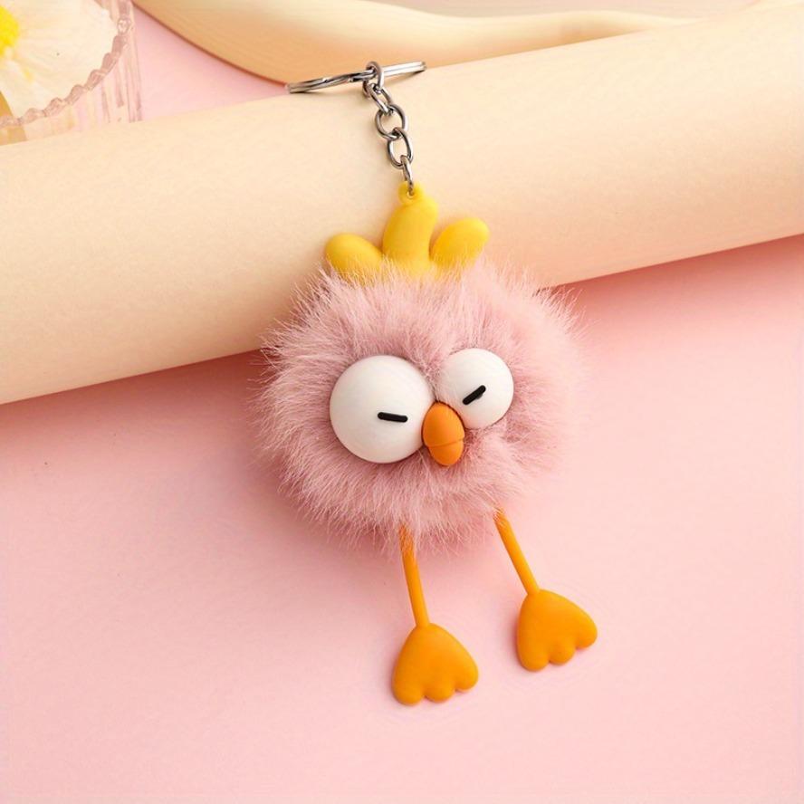 Cute Chick Pom Keychain Cartoon Lovely Pendant Car/ Bag Decor Valentine's Gift for Girlfriend Easter Present