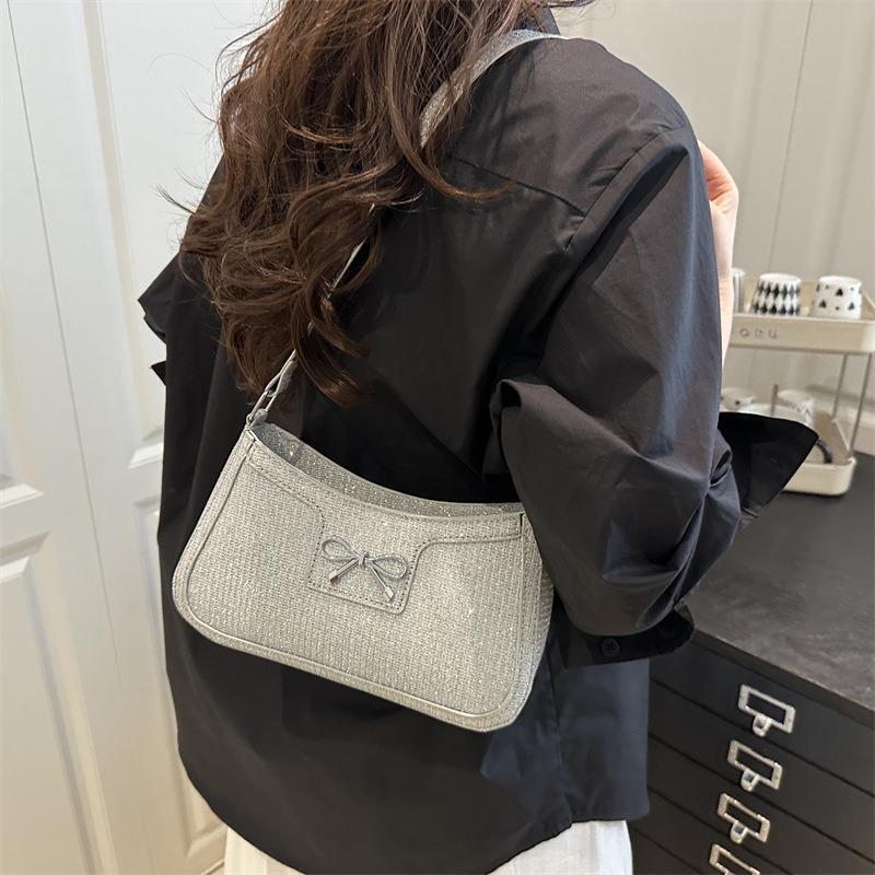 New High-end Textured Armpit Bag, Fashionable Portable Shoulder Bag, Trendy Bow, Beautiful Casual Bag