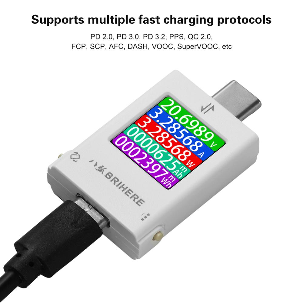 B10 DC4.5-50V Type-c Multi-function Digital Display Voltage Ammeter Power Meter Cell Phone Charging Tester Detector 600W 12A Max