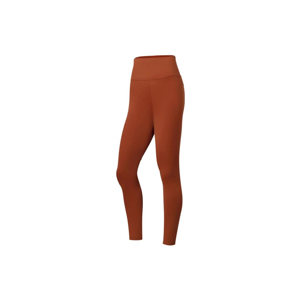 Li Ning Solid Color High Waist Shaping Fitness Pants Women Bottoms Brown-Red AULS052-16