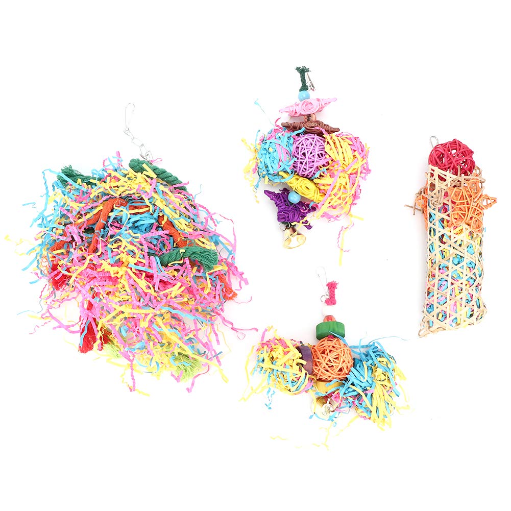 Bird Toy Wood and Paper Material Parrot Toy Bird Toy Easy Installation Stress Relief Athletic Toy Budgie Gauge Decoration Parrot Swing