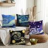 Color Van Goghs Starry Night Cushion Cover Short Plush DoubleSided Printing Home Machine Washable In Warm Winter Pillow Cover