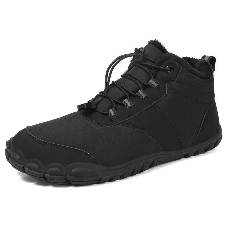 Fashion Men Snow Boots Waterproof Winter Shoes Barefoot Ankle Boots Couple Snow Shoes Outdoor Hiking Shoes Fur Warm Plush Boots 36-47
