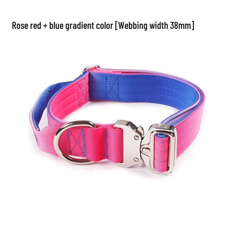 Gradient Color Explosion-Proof Tactical Dog Collar and Leash for Large Dogs