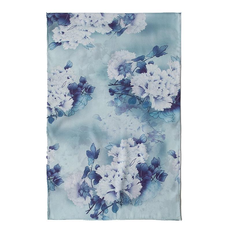 Mulberry silk silk scarf women s 2026 Chinese elegant celadon ink painting printing long yarn scarf large shawl 50*166