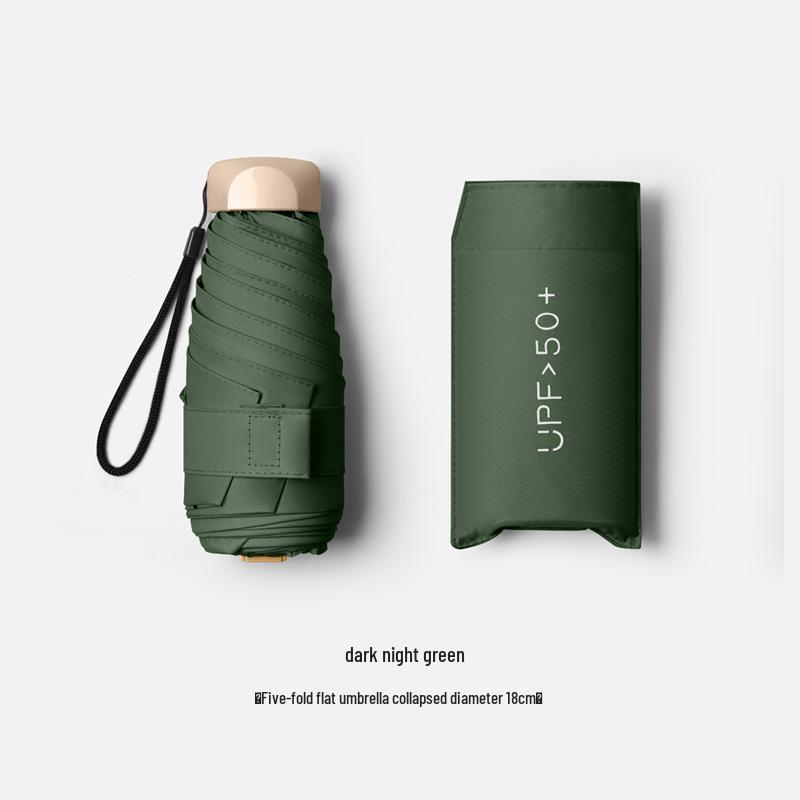 Mini Ultralight Five-Fold Anti-UV Umbrella - Portable Dual-Use for Sun and Rain, Customizable Women's Sunshade.