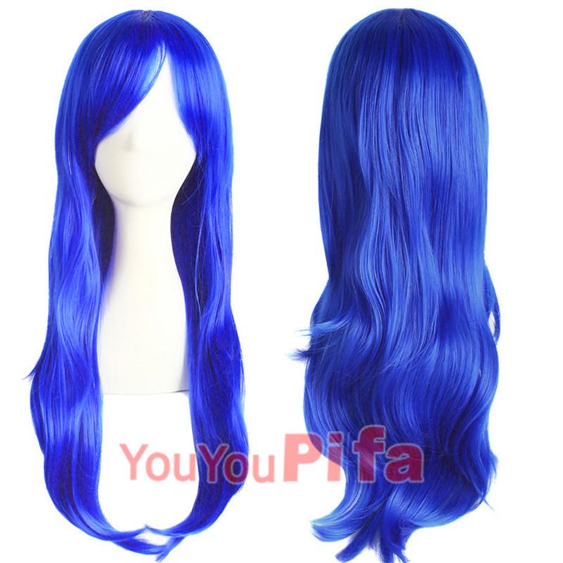 Long Curly Cosplay Wig for Women - 70cm, Gold/Pink/Blue, Realistic Full Wig with Headband