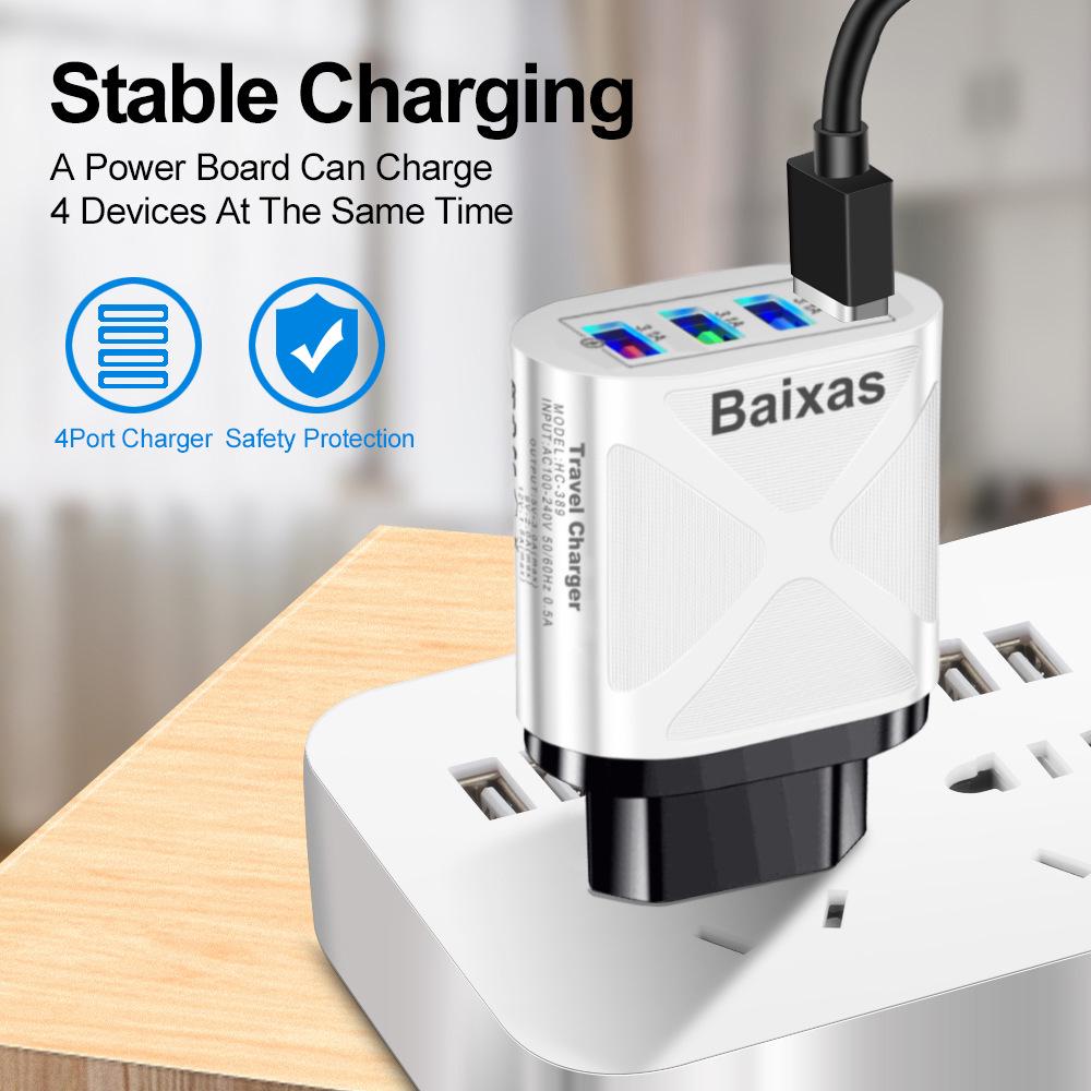 Multi-Port 4 USB Fast Charger 5V/2.4A - AU/EU/UK/US Plug