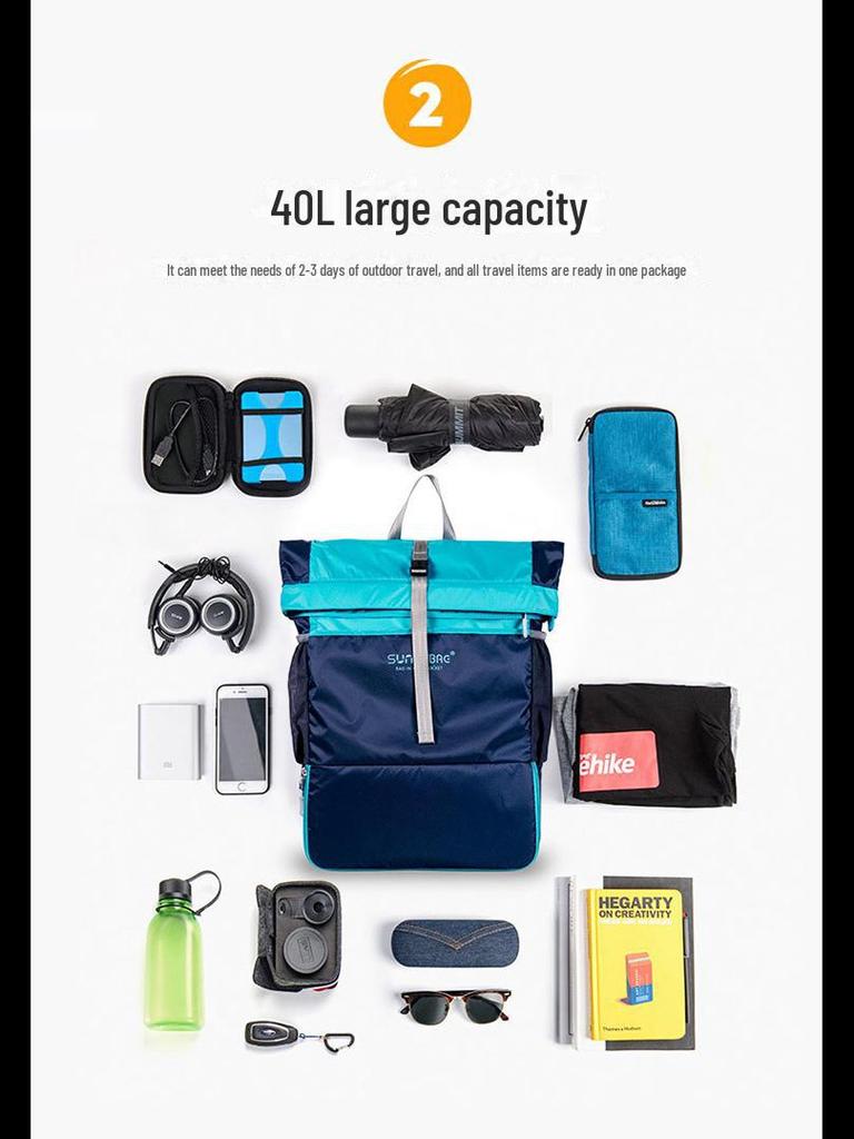 40L Waterproof Foldable Backpack for Outdoor Travel and Mountaineering